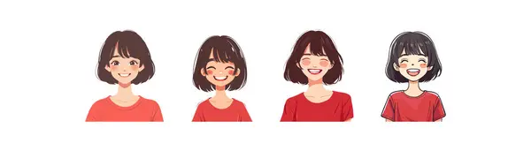 stock vector Illustrated Women with Short Hair and Red Tops. Vector illustration design.