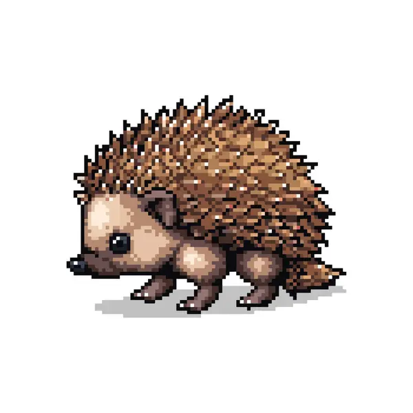 stock vector Pixel Art Hedgehog Walking. Vector illustration design.