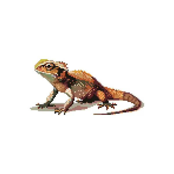 stock vector Pixel Art Brown Lizard on White Background. Vector illustration design.