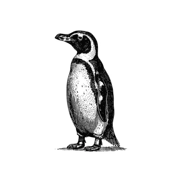 Siyah beyaz klasik penguen. Vektör illüstrasyon tasarımı.