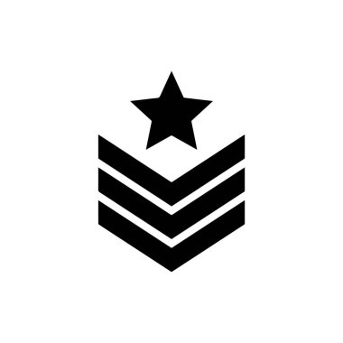 Military Rank Insignia with Star and Chevrons. Vector icon design. clipart