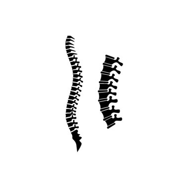 İnsan Omurga Anatomisi 'nin Siyah Silüeti. Vektör simgesi tasarımı.