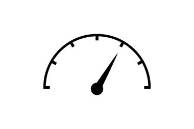 Minimalist speedometer gauge icon with needle. Vector icon design. clipart