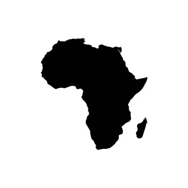 Afrika kıtasının silueti siyahlar içinde. Vektör simgesi tasarımı.