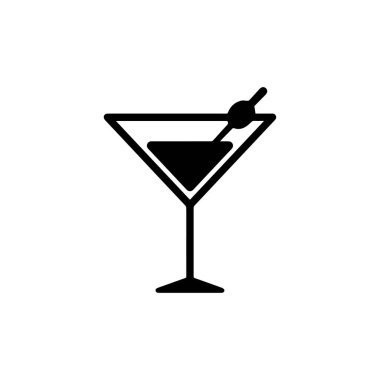 Zeytin garnitürlü martini cam ikonu. Vektör simgesi tasarımı.