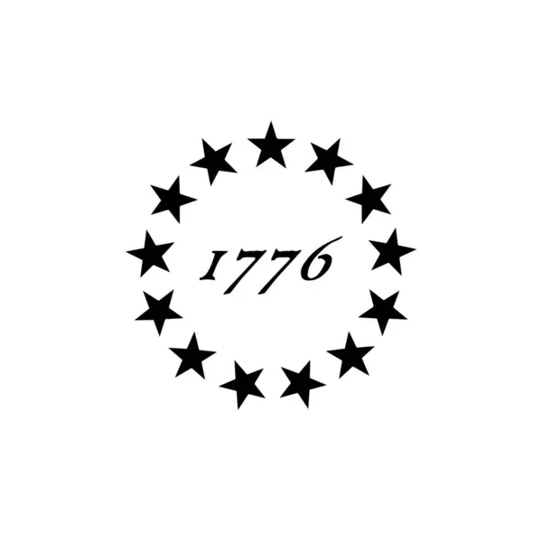 1776 amblemi ve bir çemberde 13 yıldız. Vektör simgesi tasarımı.