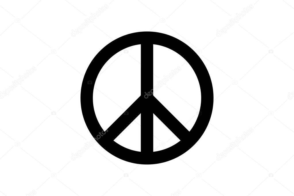 Black and white peace symbol illustration. Vector icon design.