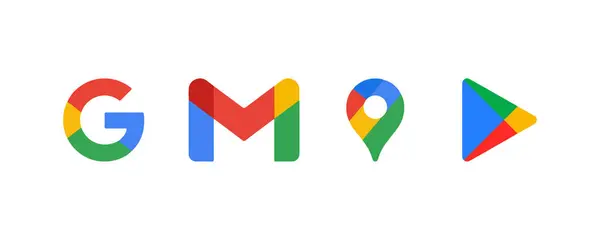 Gmail ve Haritaları içeren Google servis simgeleri. Vektör illüstrasyon tasarımı.