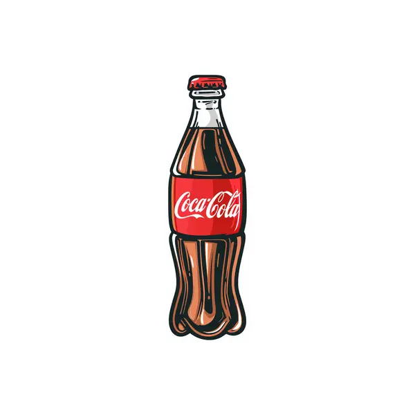 Klasik Coca-Cola Şişe Çizgi Filmi. Vektör illüstrasyon tasarımı.
