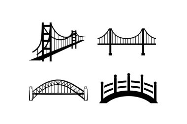 Köprü simgesi koleksiyonu çeşitli stillerde. Vektör illüstrasyon tasarımı.