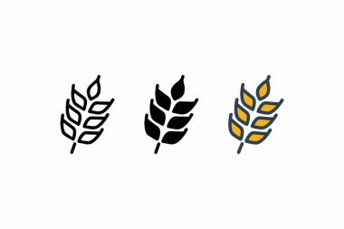 Wheat Ear Icon in Line, Solid, and Color Styles Vector clipart