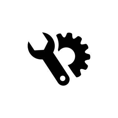 Wrench and gear icon for tools and repair Vector clipart