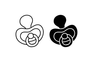 Baby Pacifier Icon in Black and White vector clipart