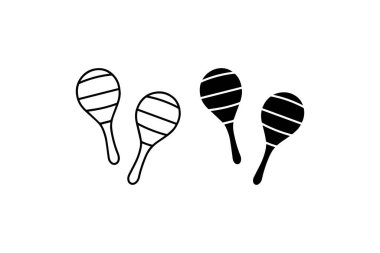 Maracas Icon in Black and White vector clipart