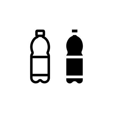 Siyah beyaz vektör şeklinde plastik su şişesi simgeleri