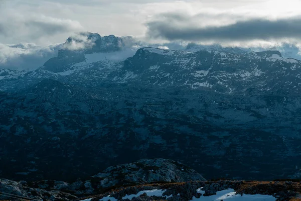 Vista Panorâmica Panorâmica Panorâmica Sobre Famosa Cidade Montanhosa Nos Alpes — Fotografia de Stock