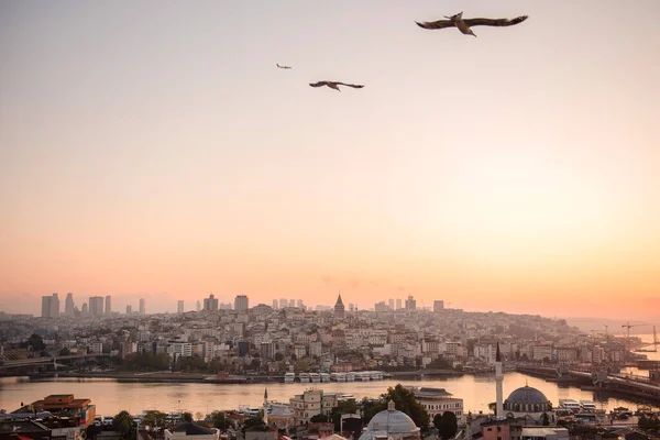 Amazing Summer Sunrise Turkish City Bosphorus Strait Top View Tradition — Stock Photo, Image