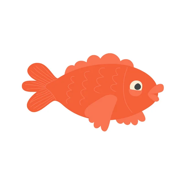 Niedlicher Roter Fisch Vector Cartoon Illustration Für Kinder — Stockvektor