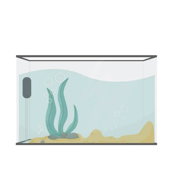Empty Aquarium Tank Water Vector Cartoon Illustration — Stock Vector