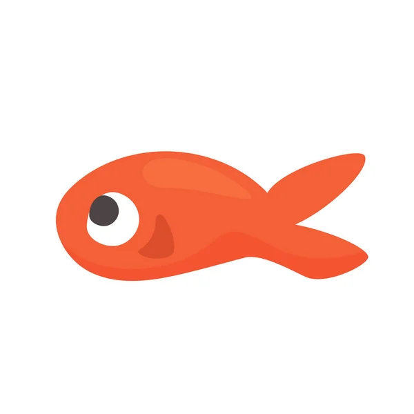 Cute Little Red Fish Vector Cartoon Illustration Isolated White — Stock Vector
