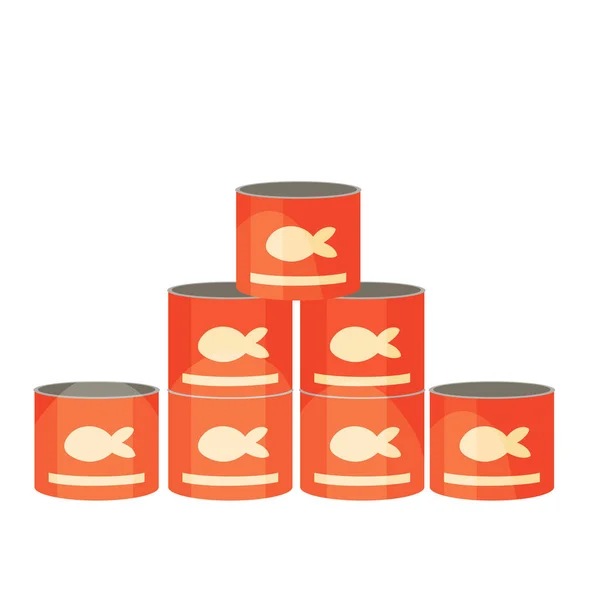 Canned Pet Food Vector Cartoon Illustration Isolated White — Stock Vector