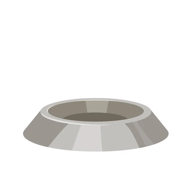 Empty Steel Bowl Pets Vector Hand Drawn Element — Stock Vector