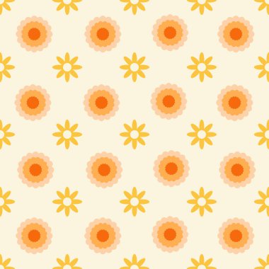 Geçmişe dönük basit bir çiçek deseni. Vektör el çizimi resimleme. 