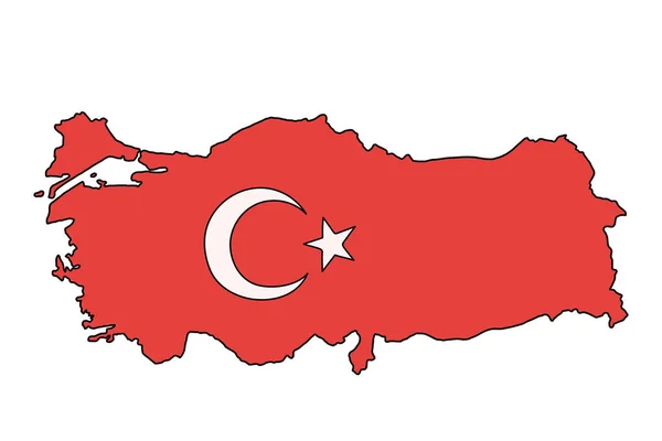 Χάρτης Της Χώρας Της Τουρκίας Εθνικό Έμβλημα Εικονογράφηση Διανύσματος — Διανυσματικό Αρχείο