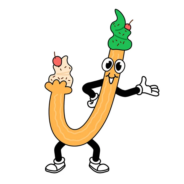 Jipangyi Character Mascot Vector Illustration Corn Ice Cream — Stock Vector