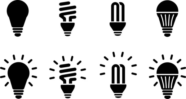 设置灯泡矢量图标 收集想法图标 思考的概念 团体照明电灯 电灯泡 — 图库矢量图片