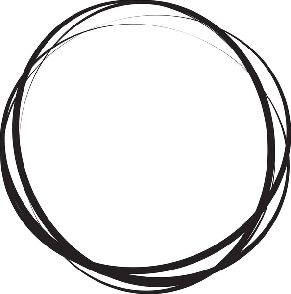 Handritad Cirkel Linje Skiss Vektor Cirkulär Klotter Klotter Runda Cirklar — Stock vektor