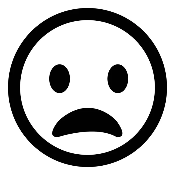 Negro Triste Emoji Cara Plana Icono Estilo Emoticono Deprimido Diseño — Vector de stock