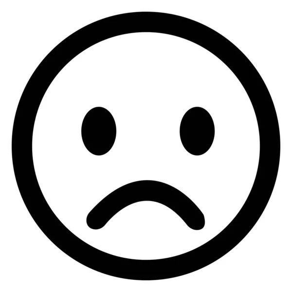 Siyah Üzgün Emoji Düz Surat Simgesi Bunalımlı Ifade Düşünceli Yüz — Stok Vektör
