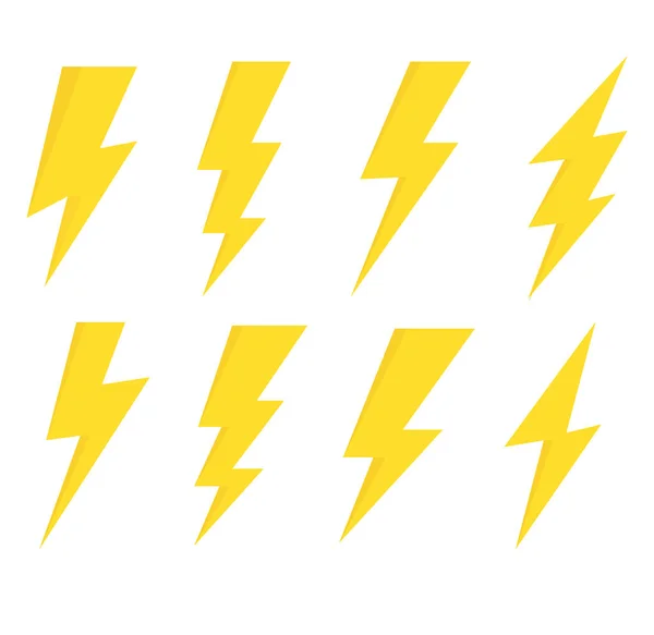 Set Electric Vector Icons Group Bolt Lightning Sign Collection Flash — Stock Vector