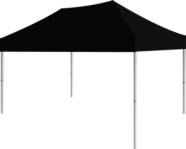 Penampungan Tenda Kanopi Hitam Yang Realistis Untuk Luar Ruangan Tent - Stok Vektor