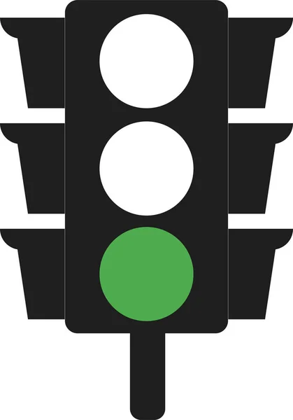 绿色交通信号灯图标 交通信号标志 Signal Road Directive Regulation Symbol Traffic Rules Design — 图库矢量图片