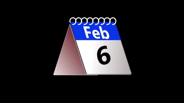Μπλε Και Άσπρο Ημερολόγιο Ημερομηνία Σελίδα Animation Flipping Από Φεβρουαρίου — Αρχείο Βίντεο