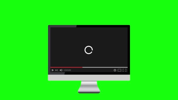 Monitor Lcd Youtube Ekran Odtwarzacza Wideo Ładowanie Materiału Względu Powolną — Wideo stockowe