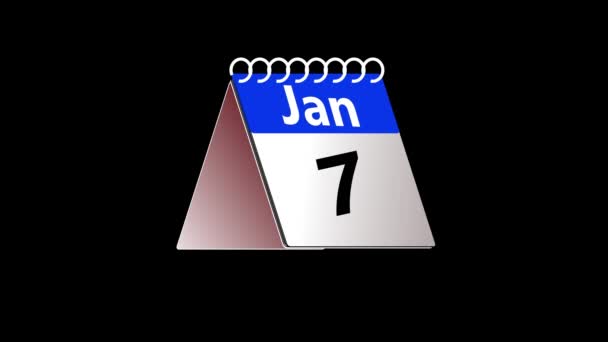 Animación Página Fecha Del Calendario Volteando Del Enero Disparo Resolución — Vídeos de Stock