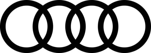 アウディロゴアイコン車ブランドサークルリングサインシンボル有名なラベルアイデンティティスタイルトップ自動車業界のリーダーアートデザインベクトル 黒の自動車エンブレム記号 — ストックベクタ