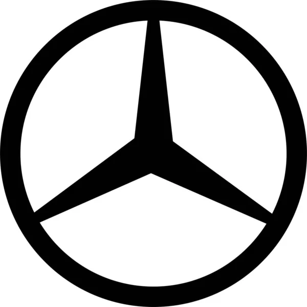 メルセデスのロゴアイコン車ブランドサインシンボル有名なラベルアイデンティティスタイルトップ自動車業界のリーダーアートデザインベクトル 黒の自動車エンブレム記号 — ストックベクタ
