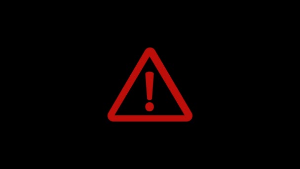 Triángulo Rojo Parpadeante Imagen Animación Bucle Símbolo Advertencia Sobre Fondo — Vídeos de Stock
