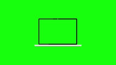 4k ön planda boş ekran animasyonuna sahip gerçekçi dizüstü bilgisayar reklam için yeşil ekran arka planında izole edildi