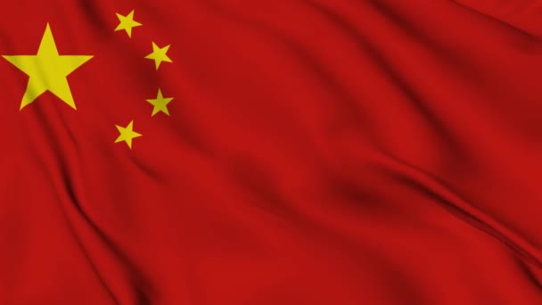 Κυματιστή Σημαία Της Κίνας Στην Καλύτερη Ποιότητα Υφασμάτινη Υφή Σημαία — Αρχείο Βίντεο
