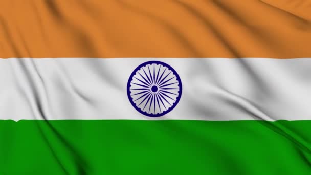 インドのフラグは 風の中で継続的に手を振る インドの国旗はAlphaチャンネルで孤立している シームレスループ3Dアニメーション映像 ニュース 独立記念日 政治ショー 大統領の日に適しています — ストック動画