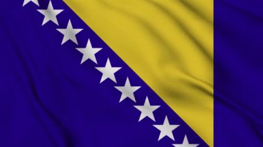 4K 'da Bosna bayrağı animasyonu. Bağımsızlık günün kutlu olsun. Ulusal bayrak sallanıyor. Vatanseverlik sembolü. Bayrak hareketi grafikleri. Bayrak hareket ediyor