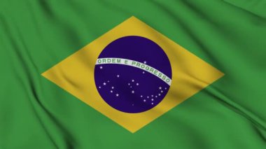 4K 'de Brezilya bayrağı animasyonu. Bağımsızlık günün kutlu olsun. Ulusal bayrak sallanıyor. Vatanseverlik sembolü. Bayrak hareketi grafikleri. Bayrak hareket ediyor