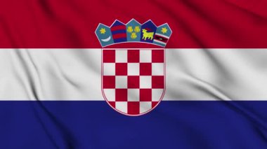 Hırvatistan 4K 'da arka plan için bayrak animasyonu. Bağımsızlık günün kutlu olsun. Ulusal bayrak sallanıyor. Vatanseverlik sembolü. Bayrak hareketi grafikleri. Bayrak hareket ediyor
