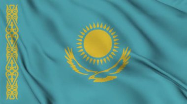 4K 'da Kazakistan bayrak animasyonu. Bağımsızlık günün kutlu olsun. Ulusal bayrak sallanıyor. Vatanseverlik sembolü. Bayrak hareketi grafikleri. Bayrak hareket ediyor