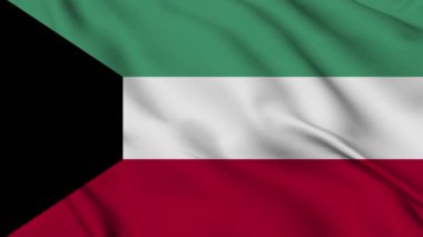 4K 'da Kuveyt bayrağı animasyonu. Bağımsızlık günün kutlu olsun. Ulusal bayrak sallanıyor. Vatanseverlik sembolü. Bayrak hareketi grafikleri. Bayrak hareket ediyor